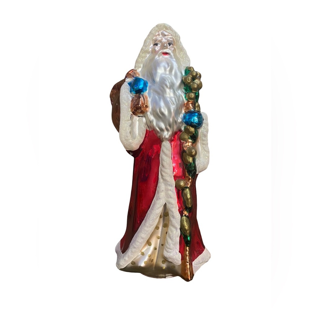 Midwest of Cannon Falls Mercury Glass Santa Figurine Toy Bag Christmas